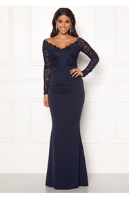 Goddiva Lace Trim Maxi Dress