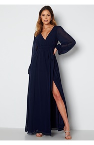 Goddiva Long Sleeve Chiffon Dress