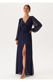 Goddiva Long Sleeve Chiffon Dress