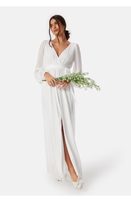 Goddiva Long Sleeve Chiffon Maxi Dress