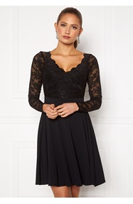 Goddiva Long Sleeve Lace Skater Dress