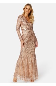 Goddiva Long Sleeve Sequin Maxi Dress