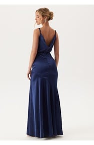 Goddiva Satin Cowl Neck Maxi Dress