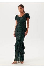 Goddiva Sequin Tiered Hem Maxi Dress