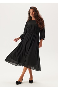 Happy Holly Balloon Sleeve Structured Midi Dress