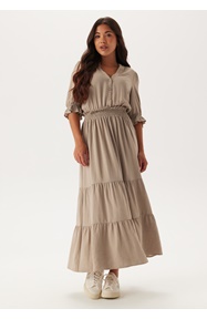 Happy Holly Frill Neck Tiered Maxi Dress