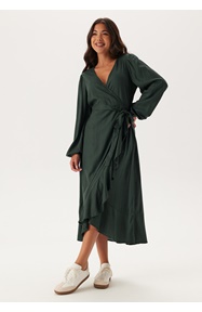 Happy Holly Puff Sleeve Viscose Wrap Dress