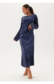 Happy Holly Sequin A-line Midi Skirt