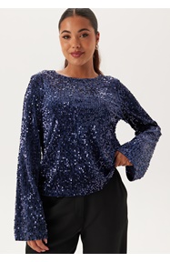 Happy Holly Sequin Trumpet Sleeve Top