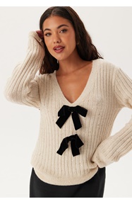 Happy Holly Sparkling Knitted Bow Sweater