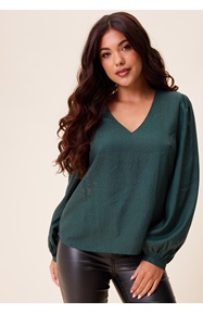 Happy Holly V-neck Puff Sleeve Viscose Blouse