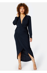 John Zack Curve Long Sleeve Rouch Curve Dress