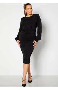 John Zack Curve Long Sleeve Rouched Midi Dress