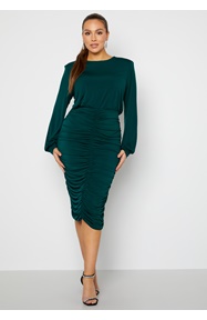 John Zack Curve Long Sleeve Rouched Midi Dress