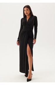 John Zack Deep V Wrap Front Maxi Dress