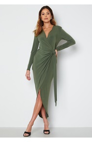 John Zack Long Sleeve Wrap Maxi Dress