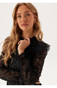 Pieces Pcolline Ls Lace Sequins Top