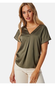 VILA Viellette V-neck S/S SATIN TOP