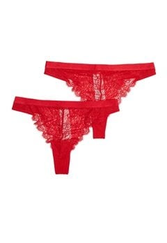BUBBLEROOM 2-pack Henriette Lace Thong Red / Red bubbleroom.fi