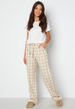 BUBBLEROOM Naya flannel pants Beige / White / Checked bubbleroom.fi