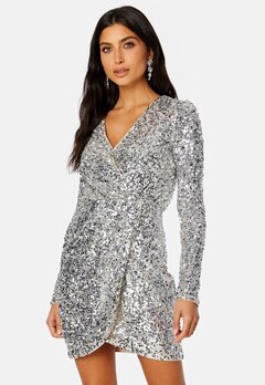 FOREVER NEW Jagger Sequin Ruched Mini Dress silver
 bubbleroom.fi