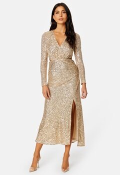 FOREVER NEW Rylie Sequin Cut Out Dress Soft Gold
 bubbleroom.fi