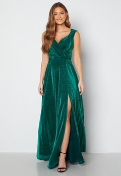 Goddiva Glitter Wrap Maxi Dress Emerald bubbleroom.fi