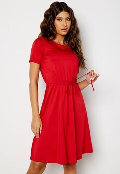 Happy Holly Tova short sleeve drawstring dress Red bubbleroom.fi