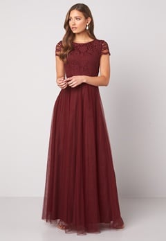 Moments New York Anna Mesh Gown Wine-red bubbleroom.fi