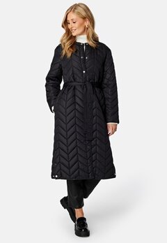 Pieces Fawn Long Quilted Jacket Black
 bubbleroom.fi