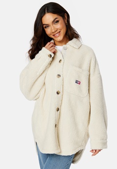 TOMMY JEANS Timeless Sherpa Overshirt YBH Ancient White
 bubbleroom.fi