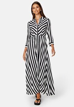 Y.A.S Savanna Long Shirt Dress Black Stripe:W WHITE
 bubbleroom.fi