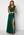 Goddiva Bardot Pleat Maxi Split Dress Emerald bubbleroom.fi