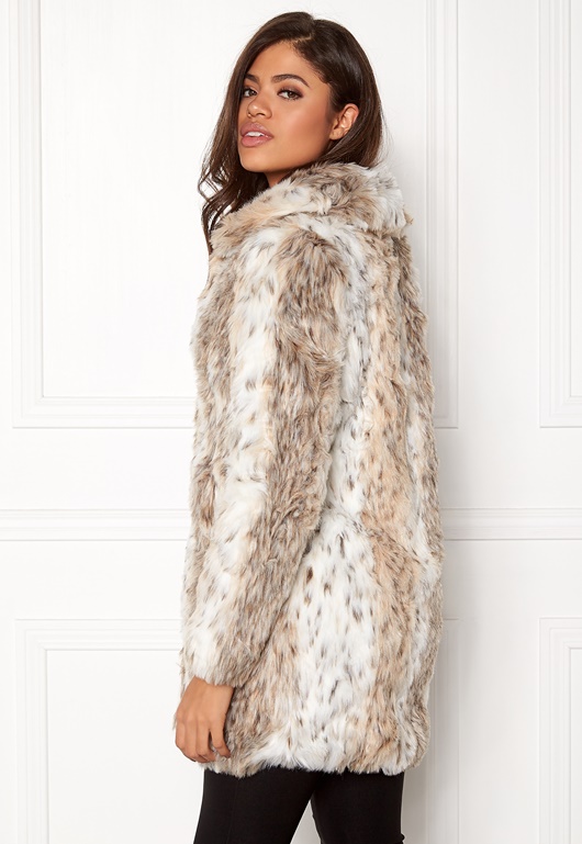 Qed London Leopard Faux Fur Coat Snow, Qed London Leopard Faux Fur Coat