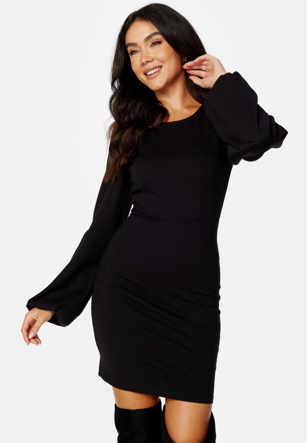 BUBBLEROOM Idalina puff sleeve dress Black - Bubbleroom