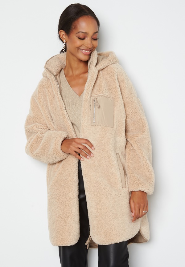 only sascha sherpa hooded jacket