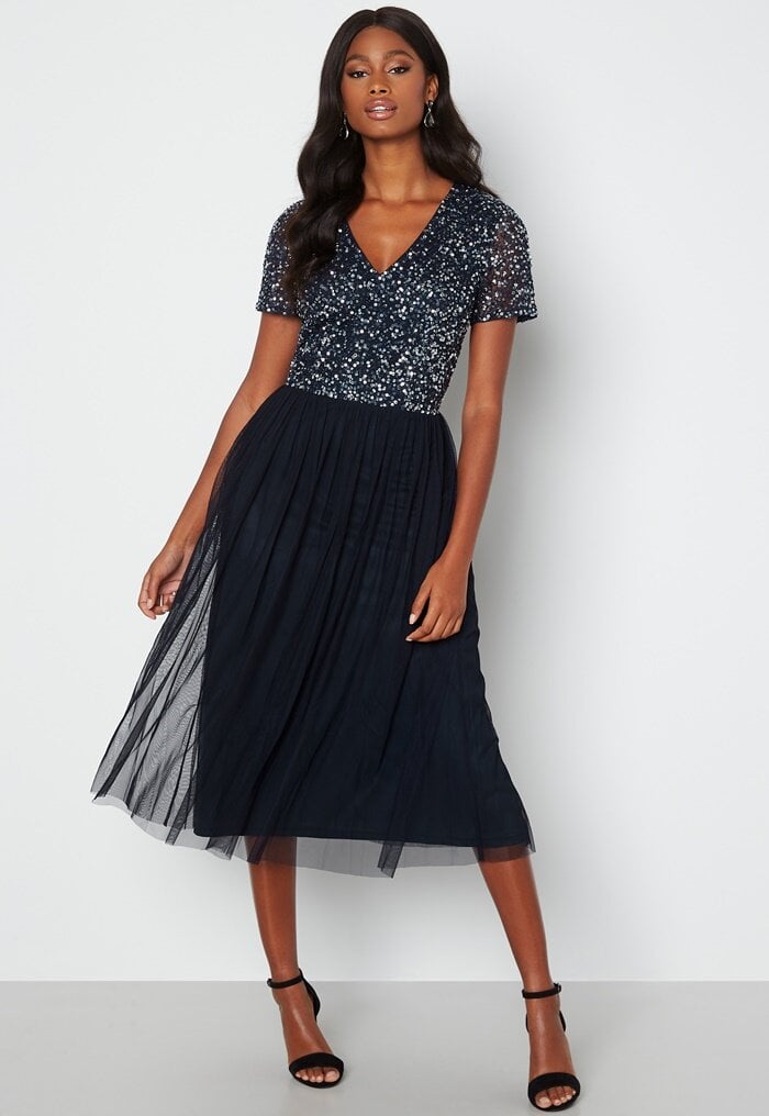 Angeleye embellished outlet maxi dress navy