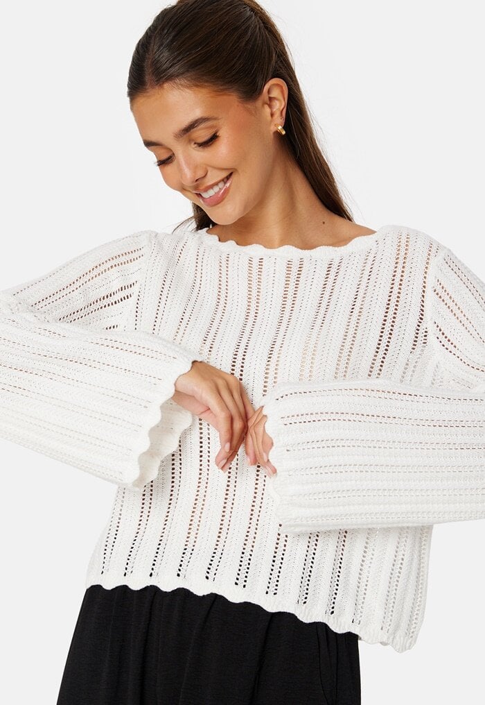 BUBBLEROOM Boat Neck Structure Knitted Sweater