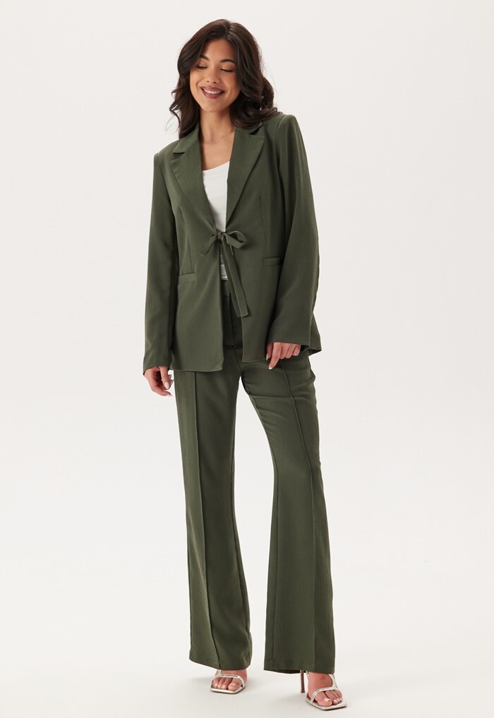 BUBBLEROOM Flared Structured Suit Trousers