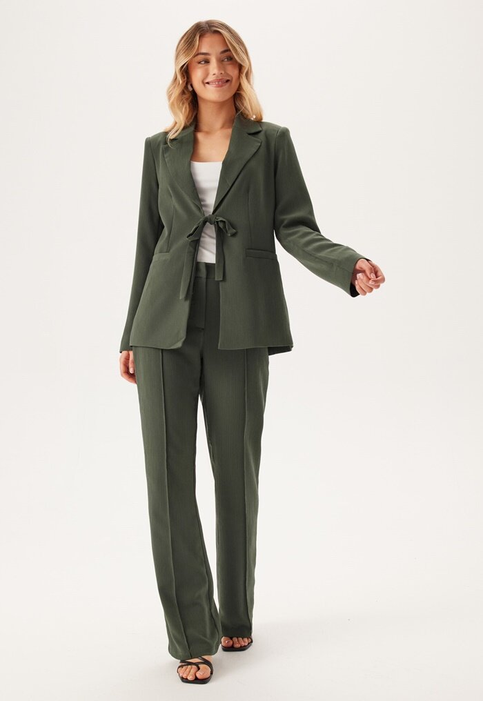 BUBBLEROOM Flared Structured Suit Trousers