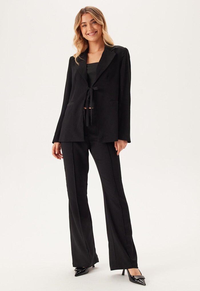 BUBBLEROOM Flared Structured Suit Trousers