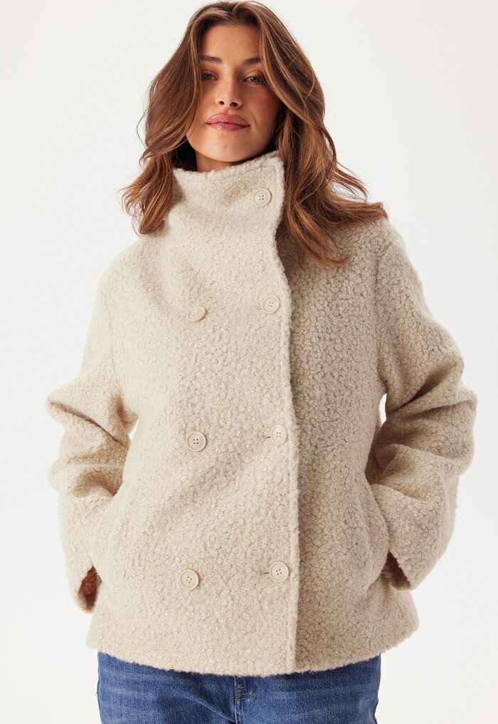 BUBBLEROOM High Neck Short Bouclé Coat