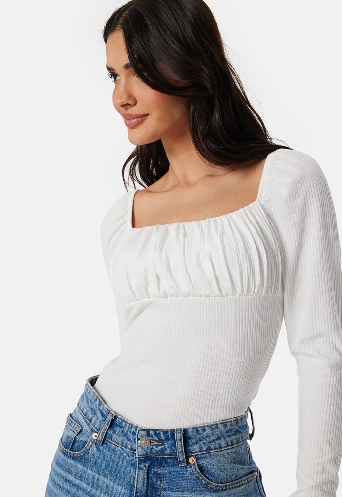 BUBBLEROOM Rushed Square Neck Long Sleeve Top