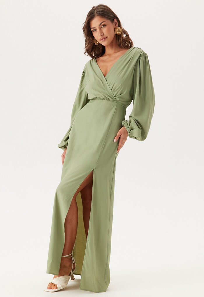 Bubbleroom Occasion Balloon Sleeve Wrap Gown