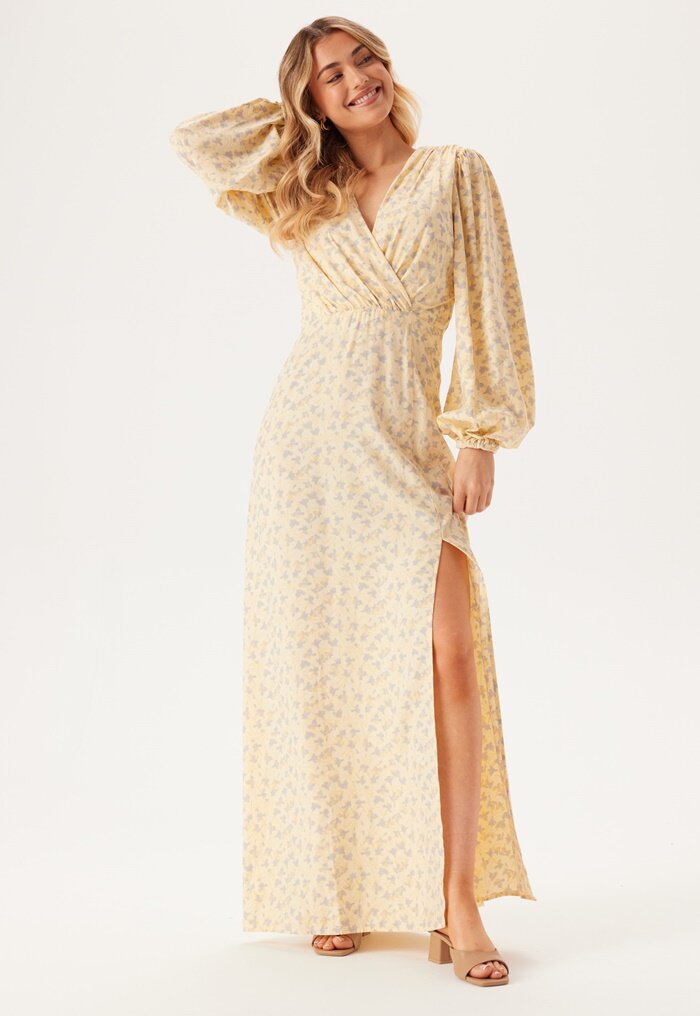 Bubbleroom Occasion Balloon Sleeve Wrap Gown