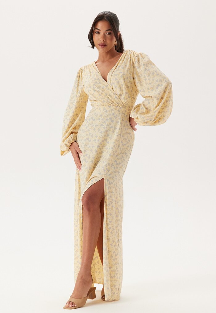 Bubbleroom Occasion Balloon Sleeve Wrap Gown