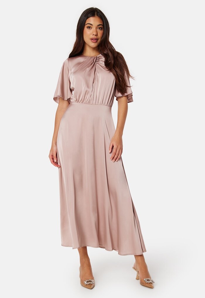 Bubbleroom Occasion Butterfly Sleeve Satin Midi Dress