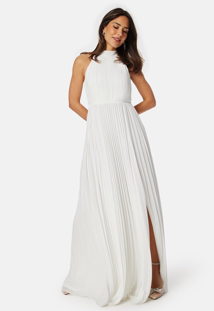 Bubbleroom Occasion Pleated Halter Neck Wedding  Gown