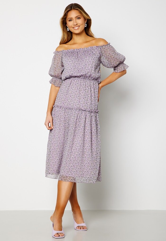 Bubbleroom Occasion Freeda Printed off Shoulder Dress 