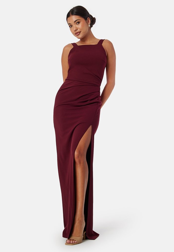 Bubbleroom Occasion Square neck slit maxi dress